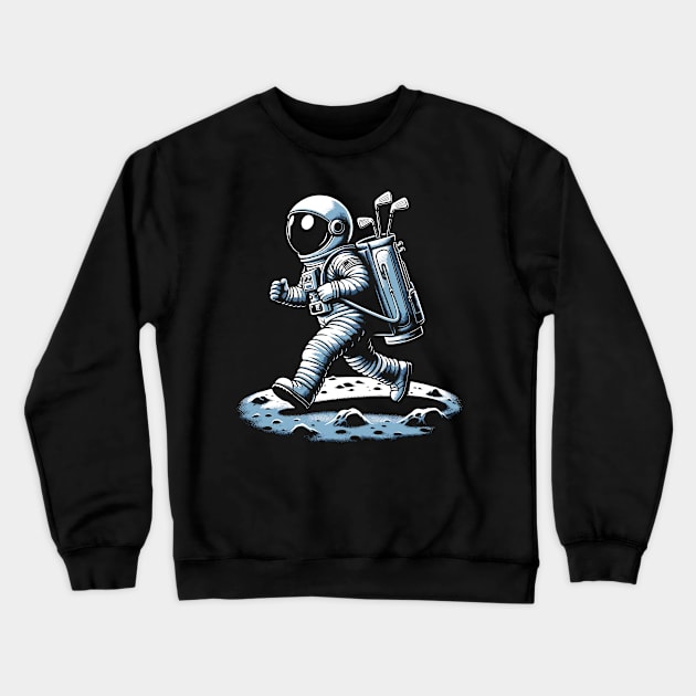 Golf Novelty Funny Astronaut Golfing Funny Golf Crewneck Sweatshirt by KsuAnn